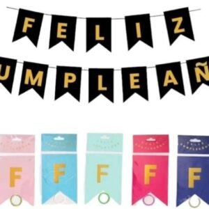 BANDERINES FELIZ CUMPLEAÑOS LISOS