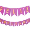 BANDERINES FELIZ CUMPLEAÑOS LISOS - Imagen 2